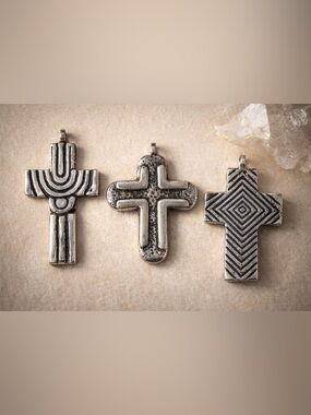 Vintage Southwestern Wall Cross Set Rustic Metal Decor Artisan 3pc